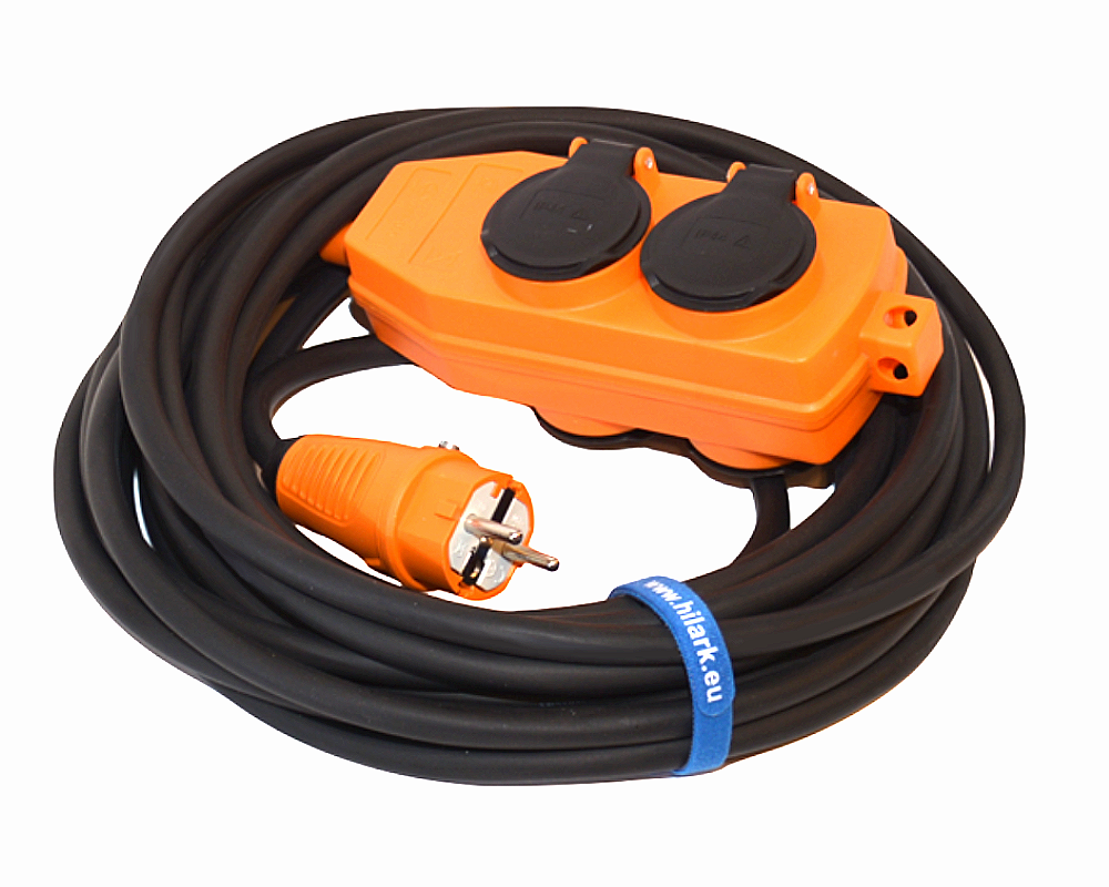 Rallonge H05RR-F 3×2,5 1m AVEC RÉPARTITEUR ORANGE