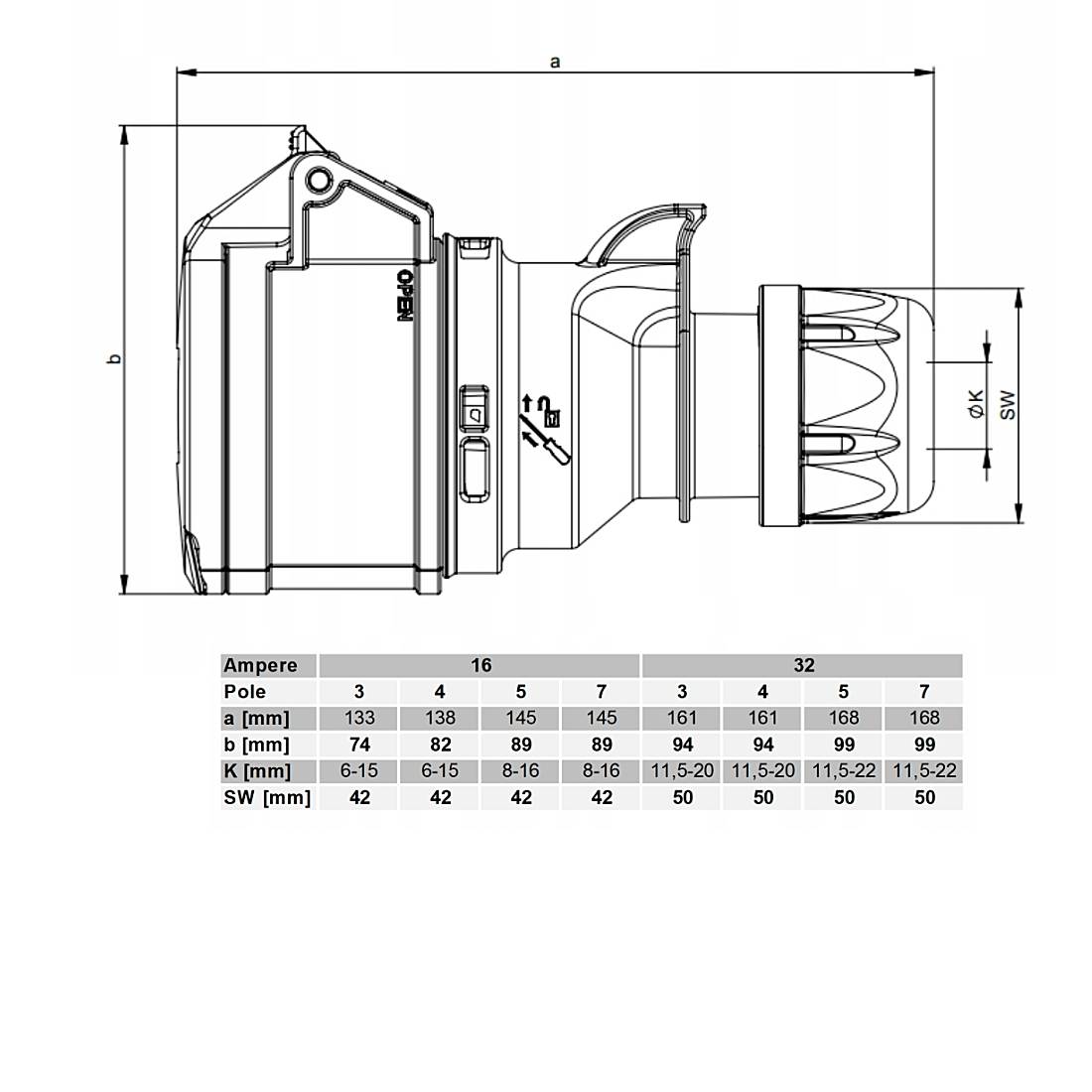Rallonge CEE IP44 caoutchouc H07RN-F 3×2,5 tambour inversé 30m – Image 7
