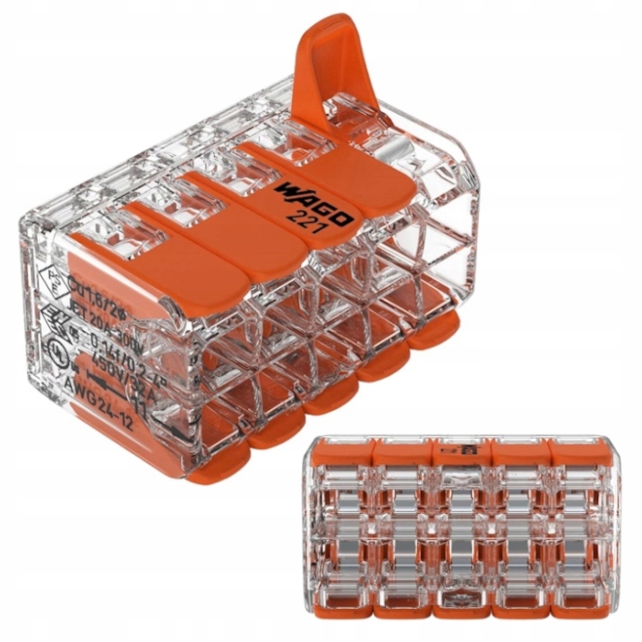 Connecteur rapide WAGO 221-420 10×0,2-4mm² fil et câble souple à levier – lot de 15 pièces
