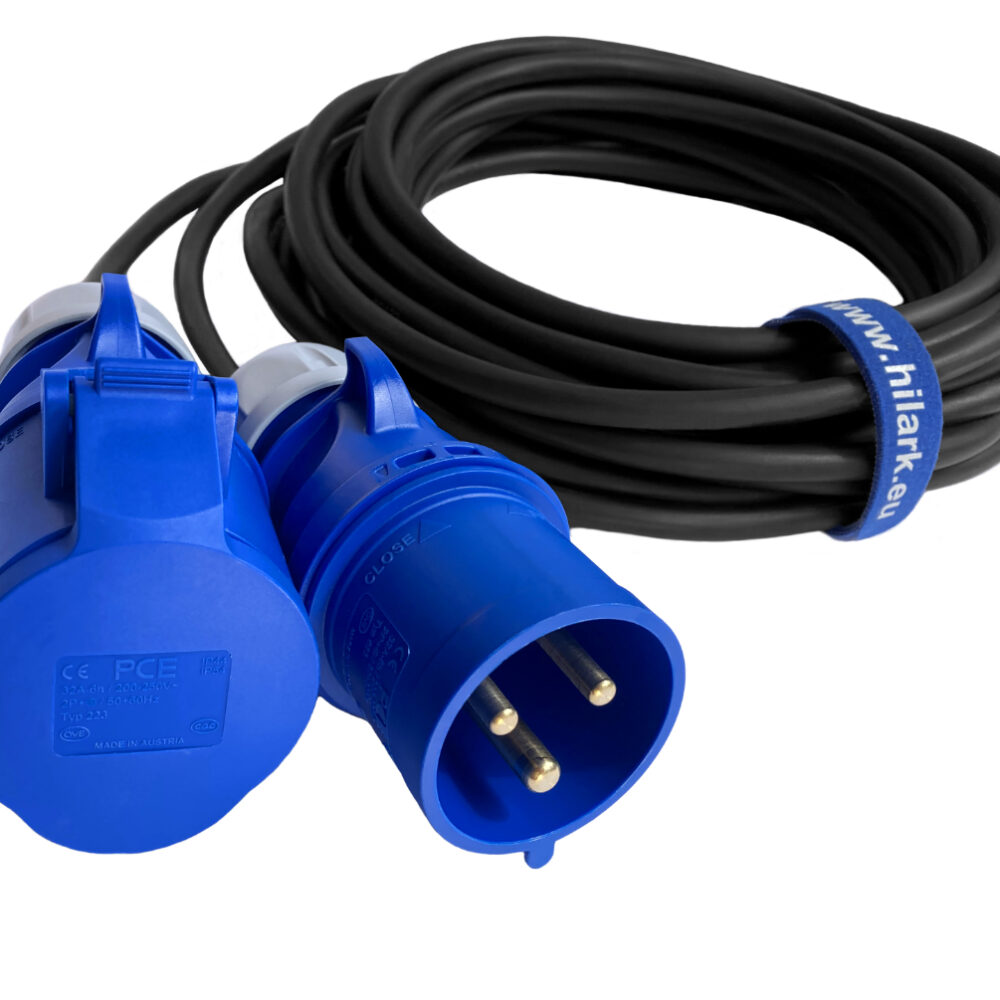 Rallonge 1m CEE 32A 3P 3x4mm caoutchouc H07RN-F OnPD