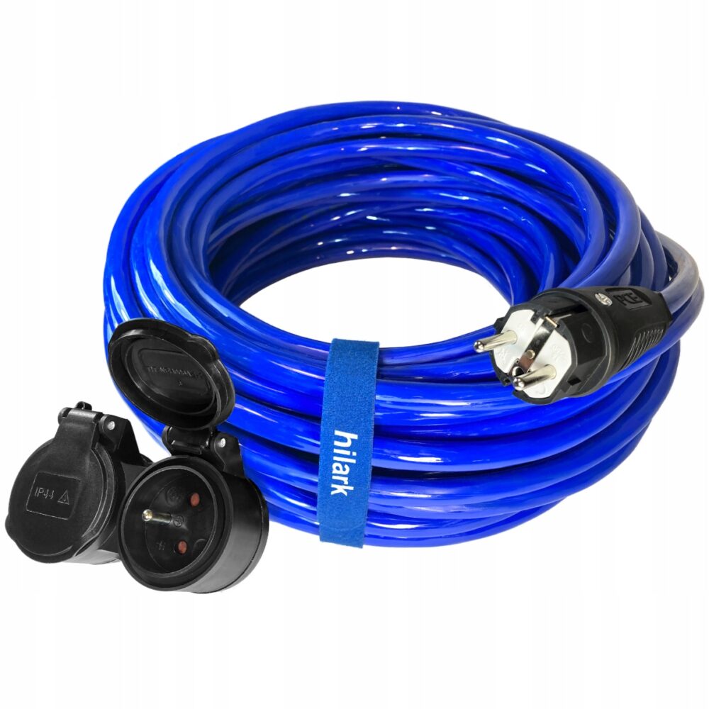 Rallonge H07BQ-F 3g2,5 mm bleu avec répartiteur 2 prises