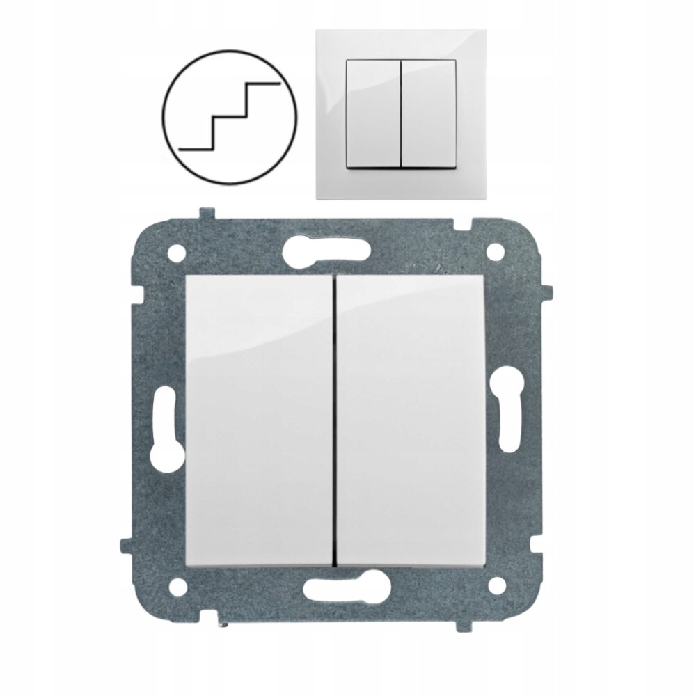 INTERRUPTEUR DOUBLE ÉLECTRIQUE D&rsquo;ESCALIER CARLA s/e 1718-10 EPN blanc