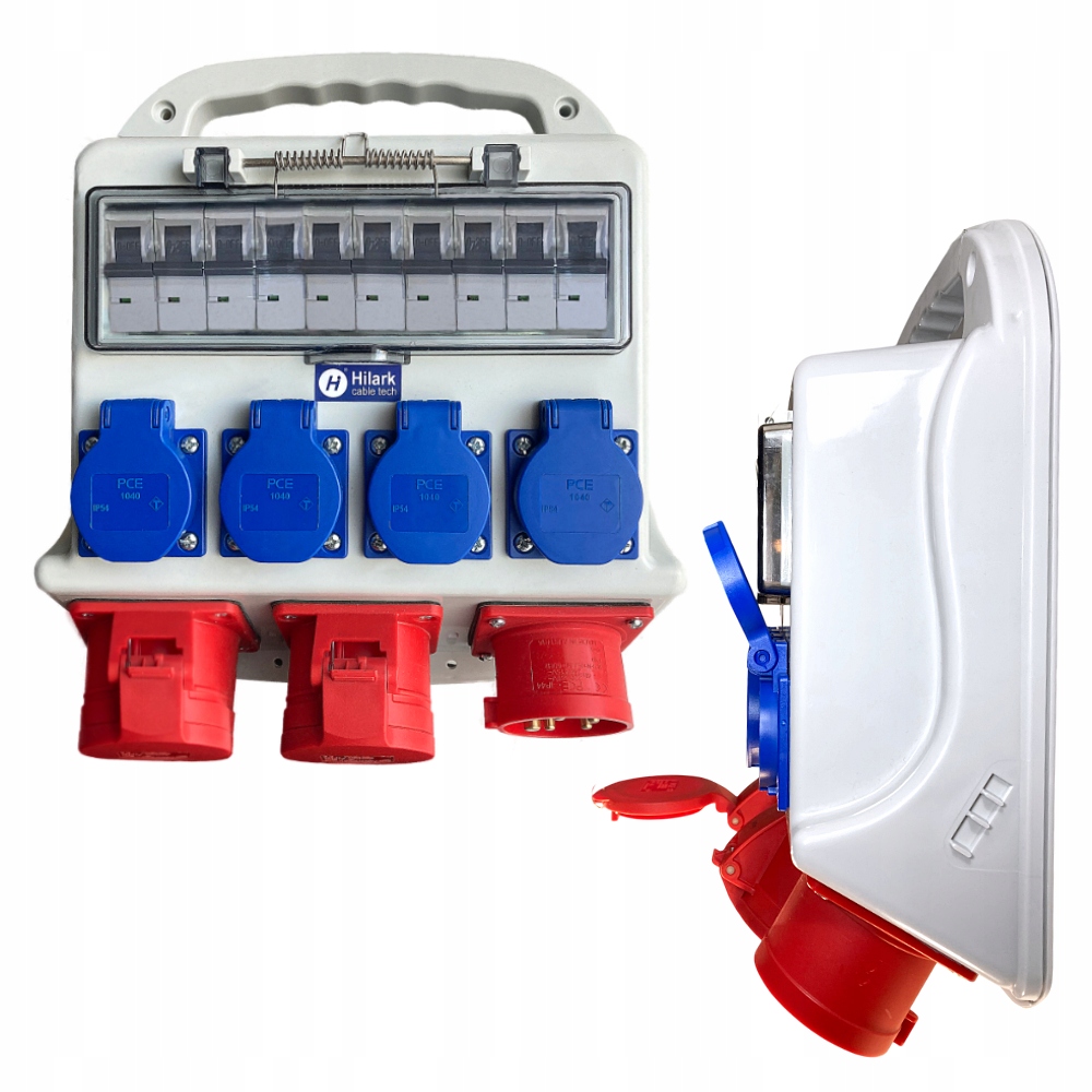 Rozdzielnica elektryczna 6 gniazd bezpiecz na każde gniazdo 16A + 32A 3P 1P