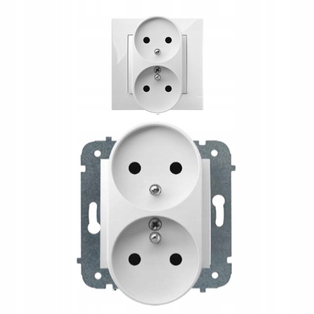 PRISE DOUBLE ÉLECTRIQUE CARLA AVEC MISE À LA TERRE 1743-00 EPN BLANC