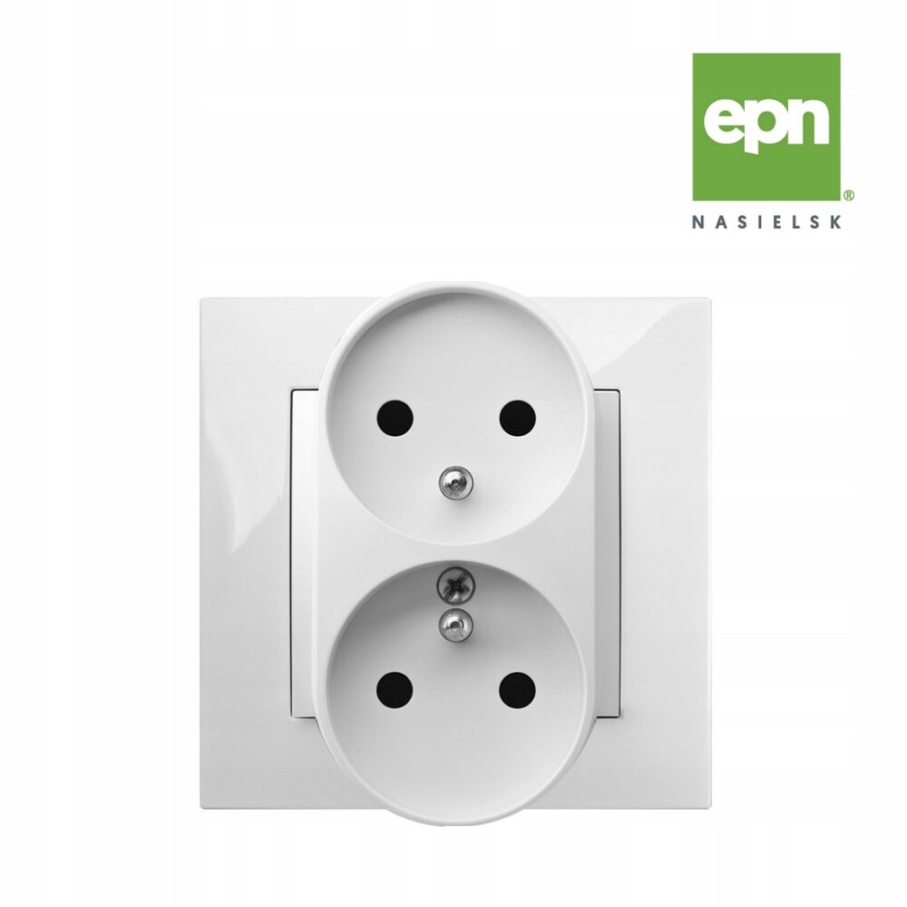 PRISE DOUBLE ÉLECTRIQUE CARLA AVEC MISE À LA TERRE 1743-00 EPN BLANC