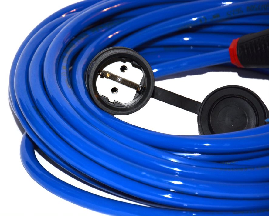 Przedłużacz poliuretanowy H07BQ-F 3×2,5 mm PUR wtyczka i gniazdko SCHUKO 10m niebieski