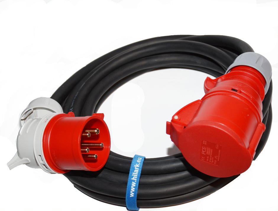 Rallonge triphasée CEE 1m H05VV-F 5G2,5 mm² Fiche coudée 5 broches 16A 400V IP44