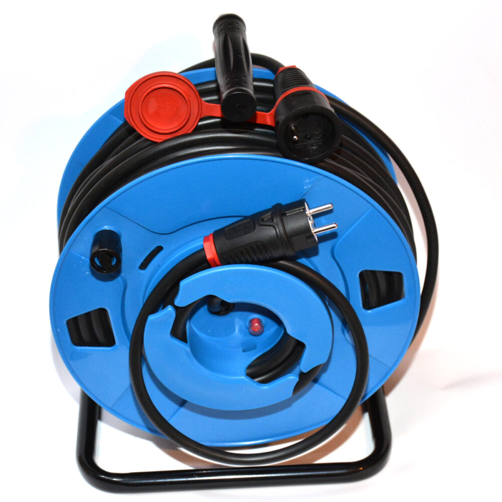 Rallonge inversée en caoutchouc H05RR-F 3×2,5mm² 25m, enrouleur