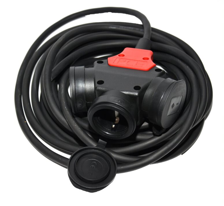 Przedłużacz gumowy H07RN-F 3×1,5 mm OnPD wtyczka i trojnik SCHUKO 3m
