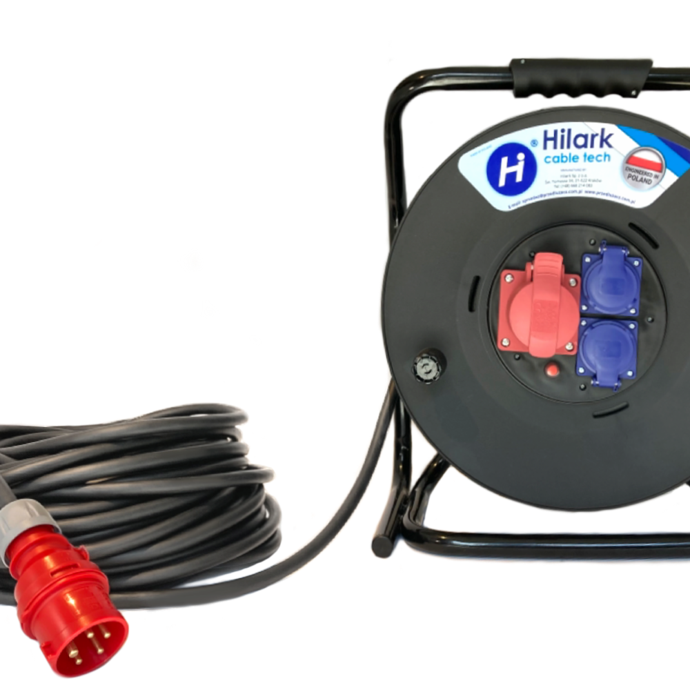 Rallonge triphasée CEE H07RN-F 5×2,5mm² sur enrouleur 10m