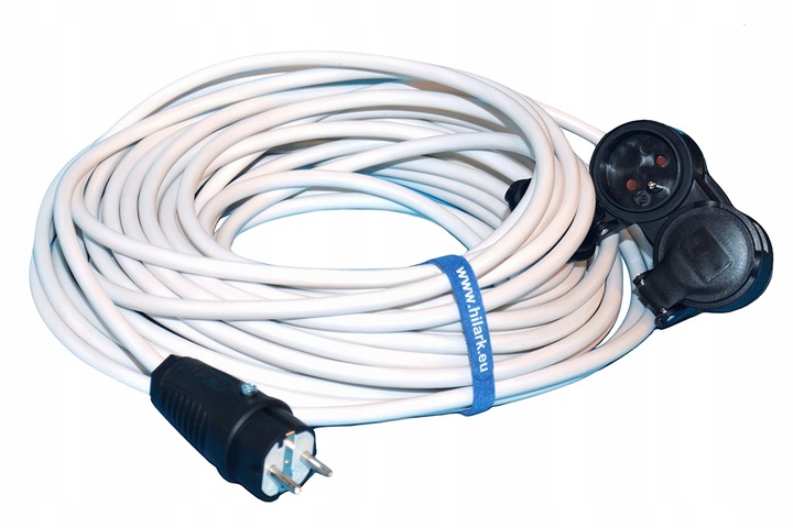 Rallonge H05VV-F 3g2,5 mm blanc avec répartiteur 2 prises