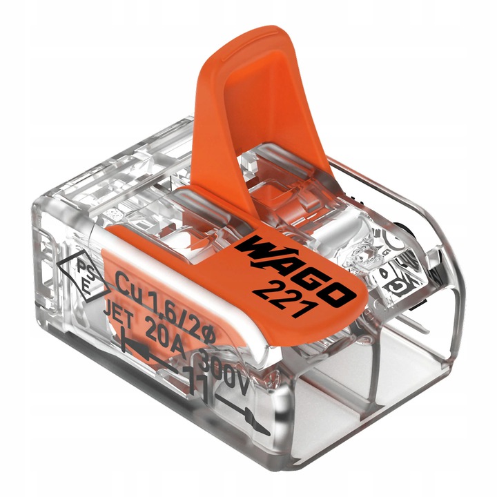 Connecteur rapide Wago 221-412 fil rigide/souple 2×4 mm² 1 pièce