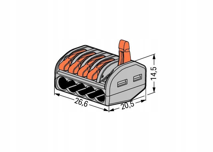 Connecteur rapide Wago 222-415 souple 5x 0,8x4mm² 1pièce