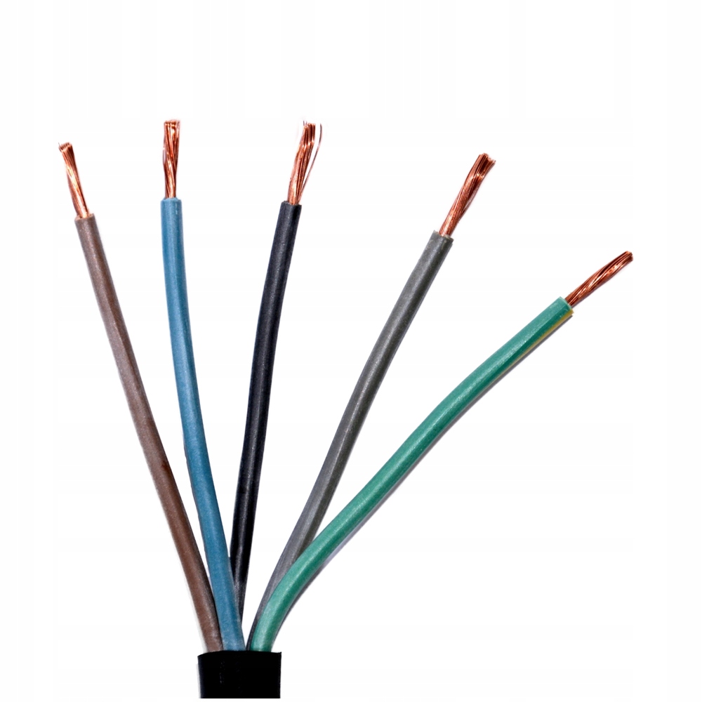 Câble d&rsquo;alimentation H05VV-F 5×1,5mm Noir 10m