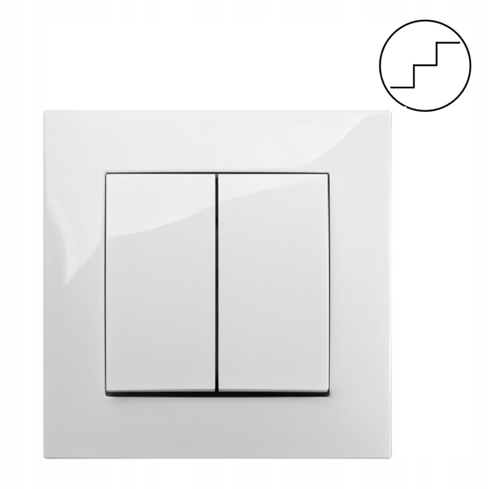 INTERRUPTEUR DOUBLE ÉLECTRIQUE D&rsquo;ESCALIER CARLA s/e 1718-10 EPN blanc