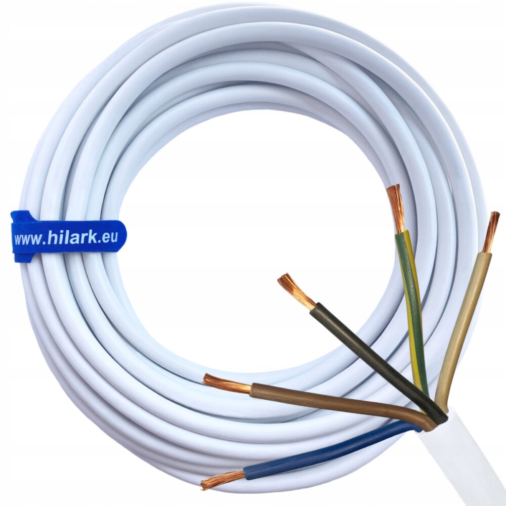 Câble d&rsquo;alimentation blanc H05VV-F 5×2,5mm 10m