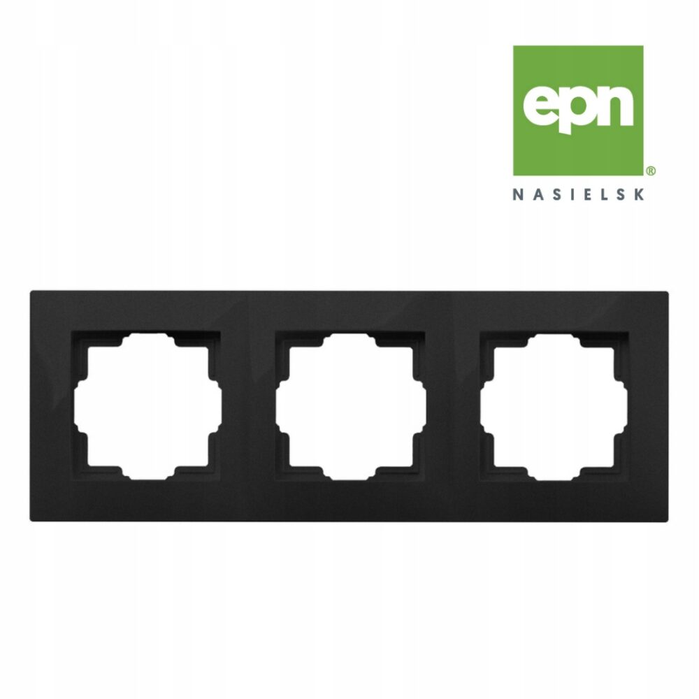 PLAQUE TRIPLE CARLA VERTICALE HORIZONTALE POUR PRISES ET INTERRUPTEURS 1773-09 noire EPN