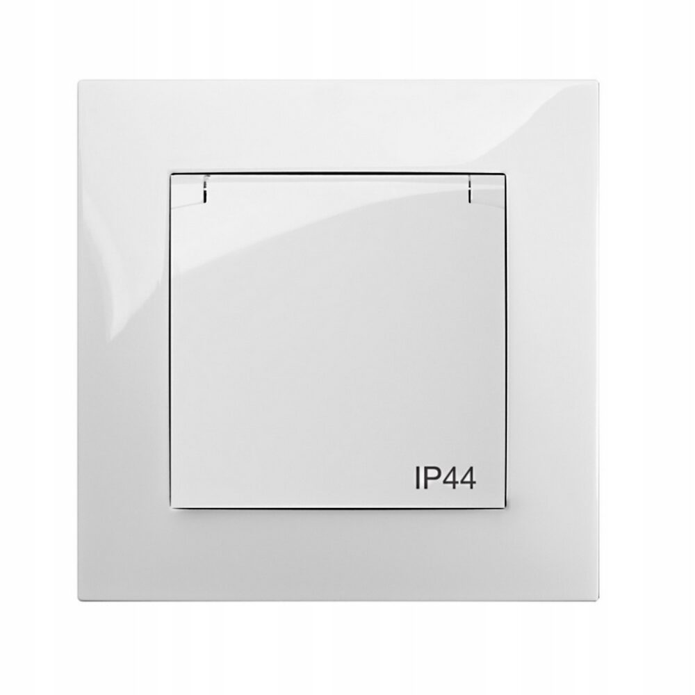 PRISE SIMPLE ÉLECTRIQUE CARLA AVEC MISE À LA TERRE IP44 BLANCHE EPN 1736-10