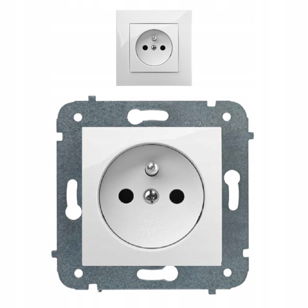 Prise électrique simple CARLA avec mise à la terre 2P+T 1733-10 EPN Blanche