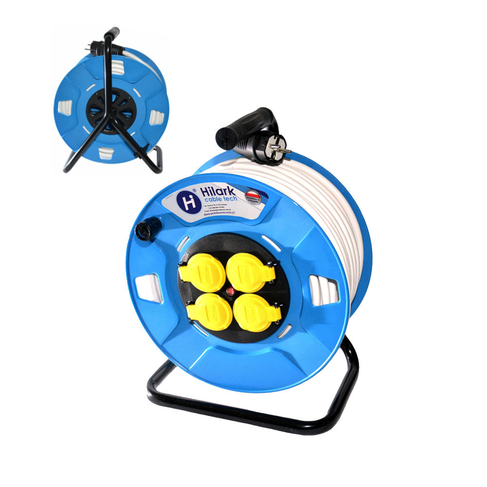 Rallonge blanche sur enrouleur plastique OWY H05VV-F 3×1,5 mm² 1m