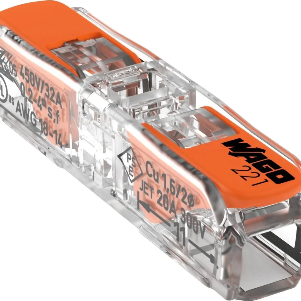 Connecteur rapide Wago 221-2411 fil rigide/souple 2×4mm² 1 pièce