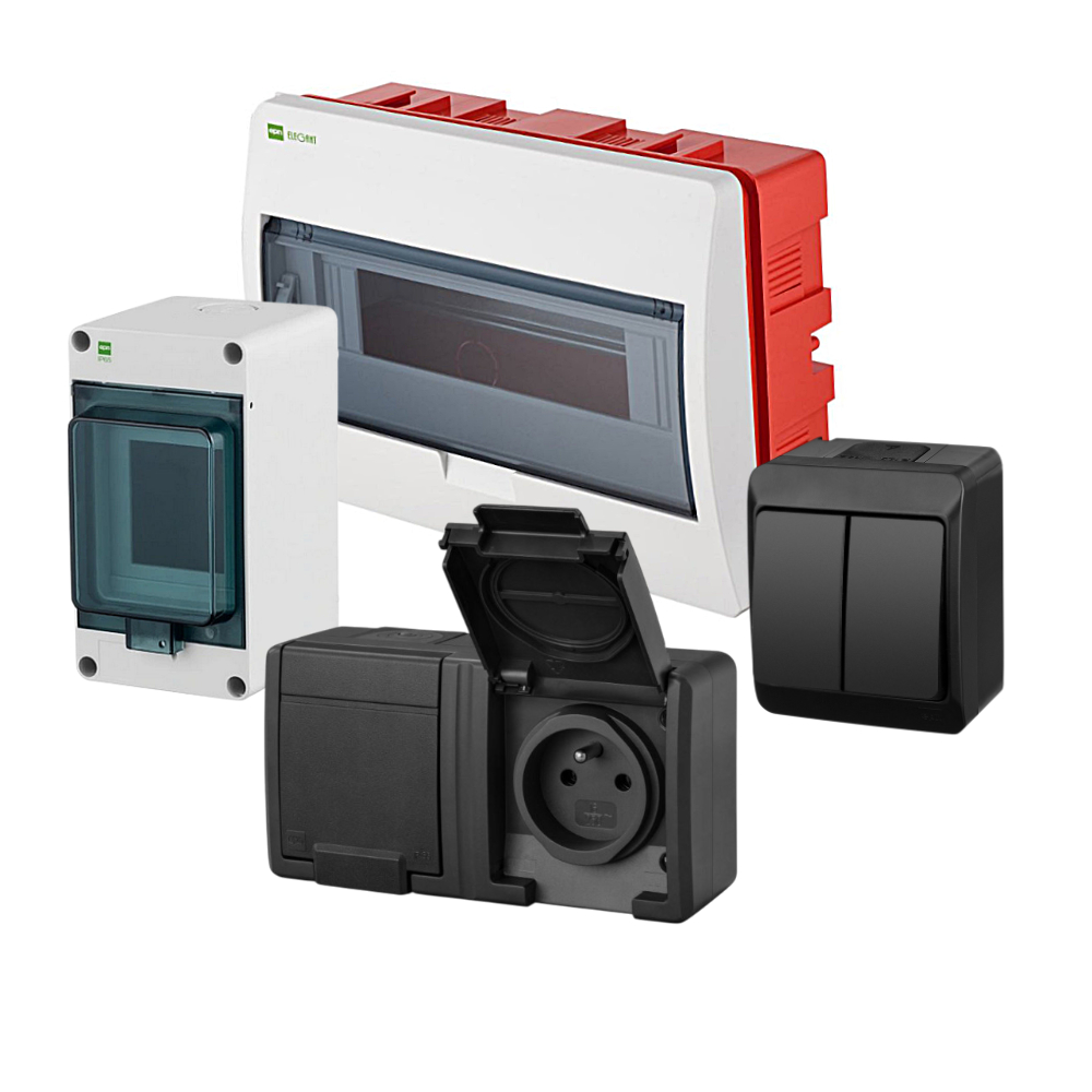 Prises, Interrupteurs, Coffrets de chantier, Boîtiers de protection