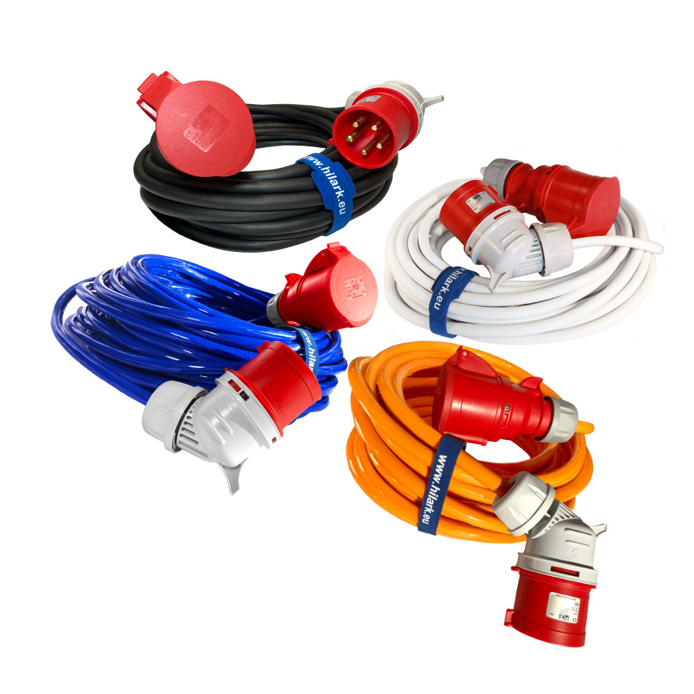 Rallonges triphasées CEE avec fiche coudée