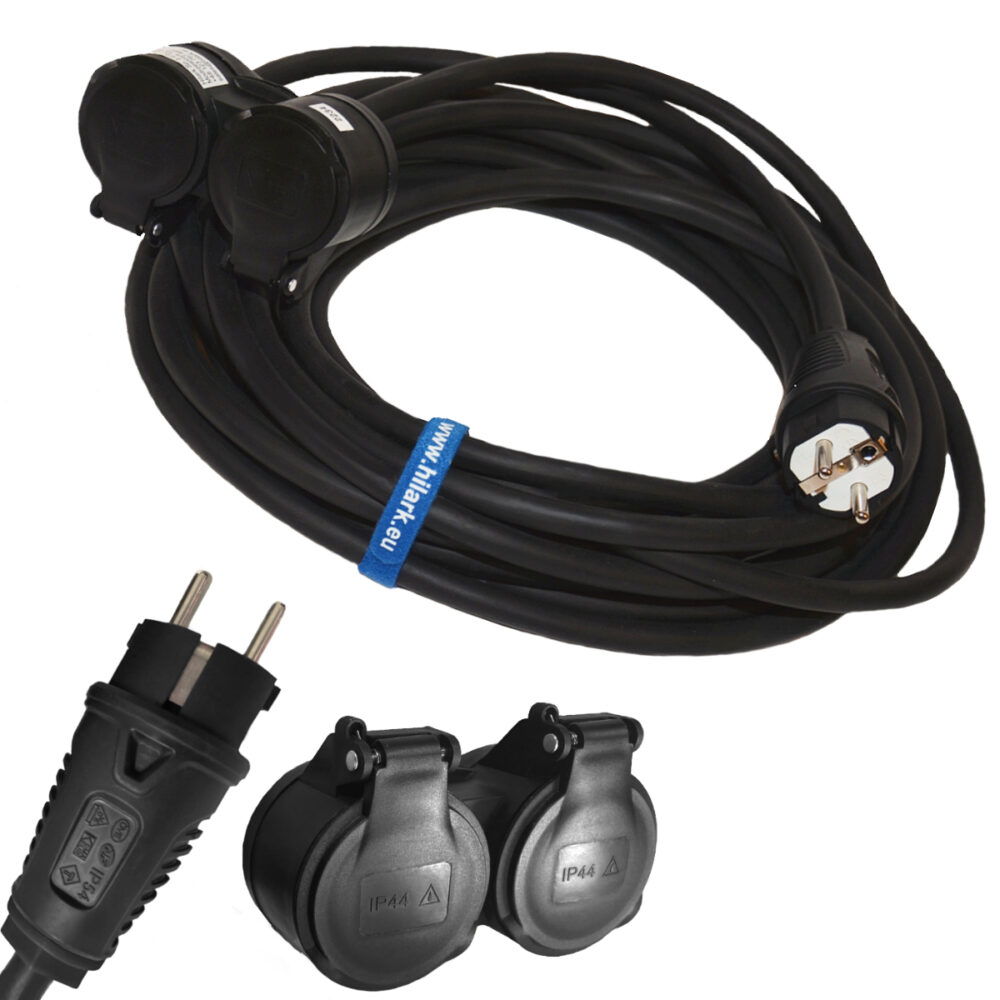 Rallonge H05RR-F 3g1,5 mm avec répartiteur 2 prises