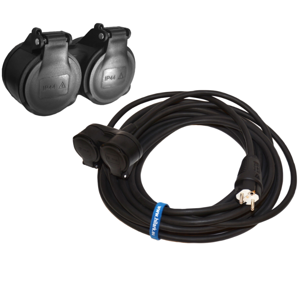 Rallonge OnPD H07RN-F 3G1,5 mm AVEC RÉPARTITEUR 2 prises 1m