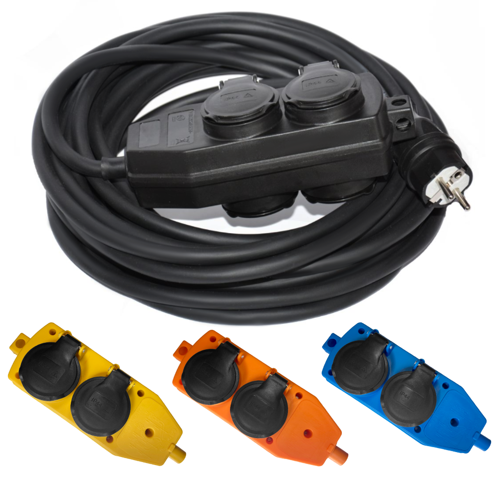 Rallonges électriques avec répartiteur 3 conducteurs section 1,5 mm²