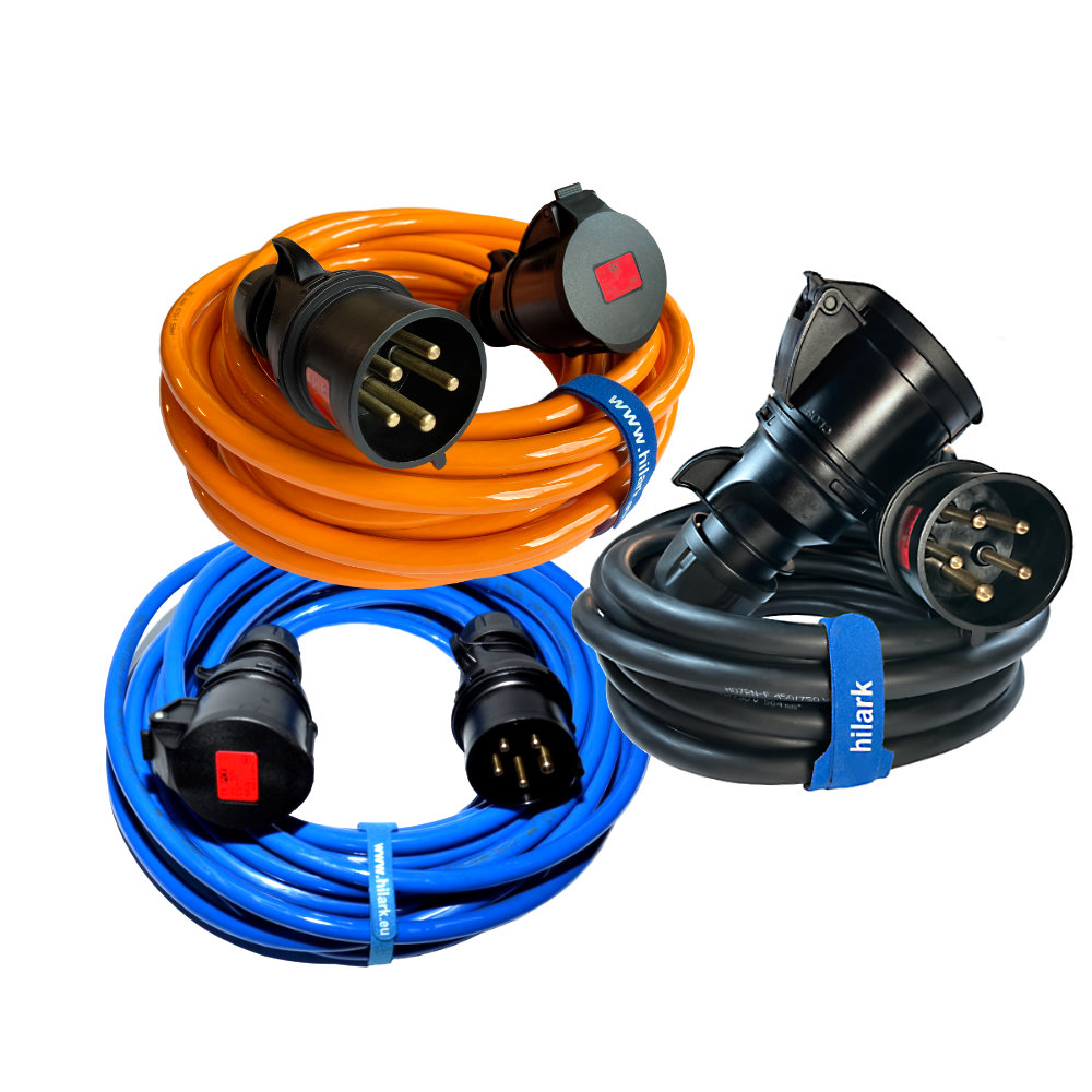 Rallonges triphasées CEE avec fiches noires