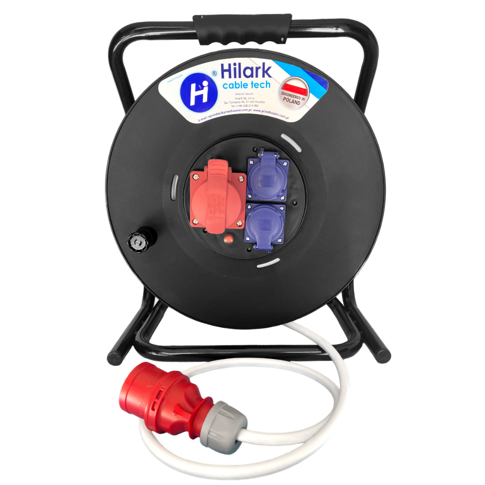 Rallonge triphasée CEE PVC H05VV-F 5×2,5mm² sur enrouleur 1m