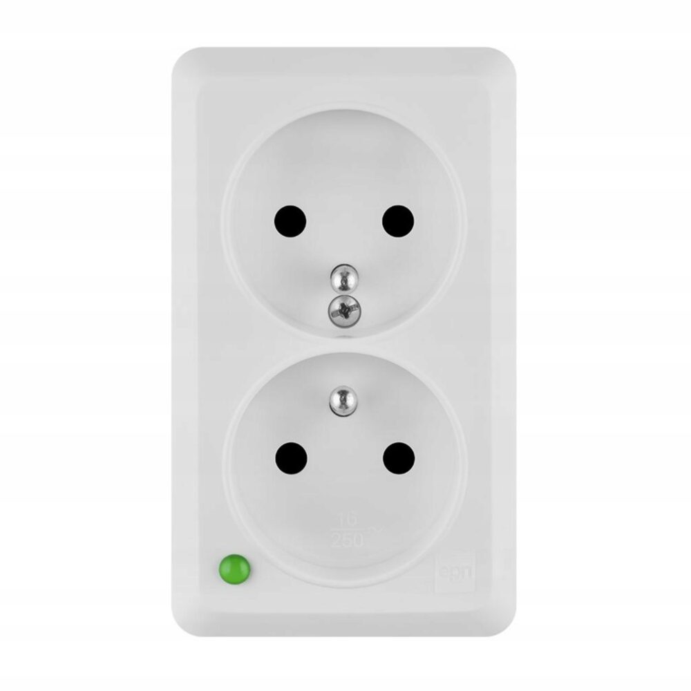 Électro-Plast prise double avec terre BERG 2x2P+Z blanche 3743-00