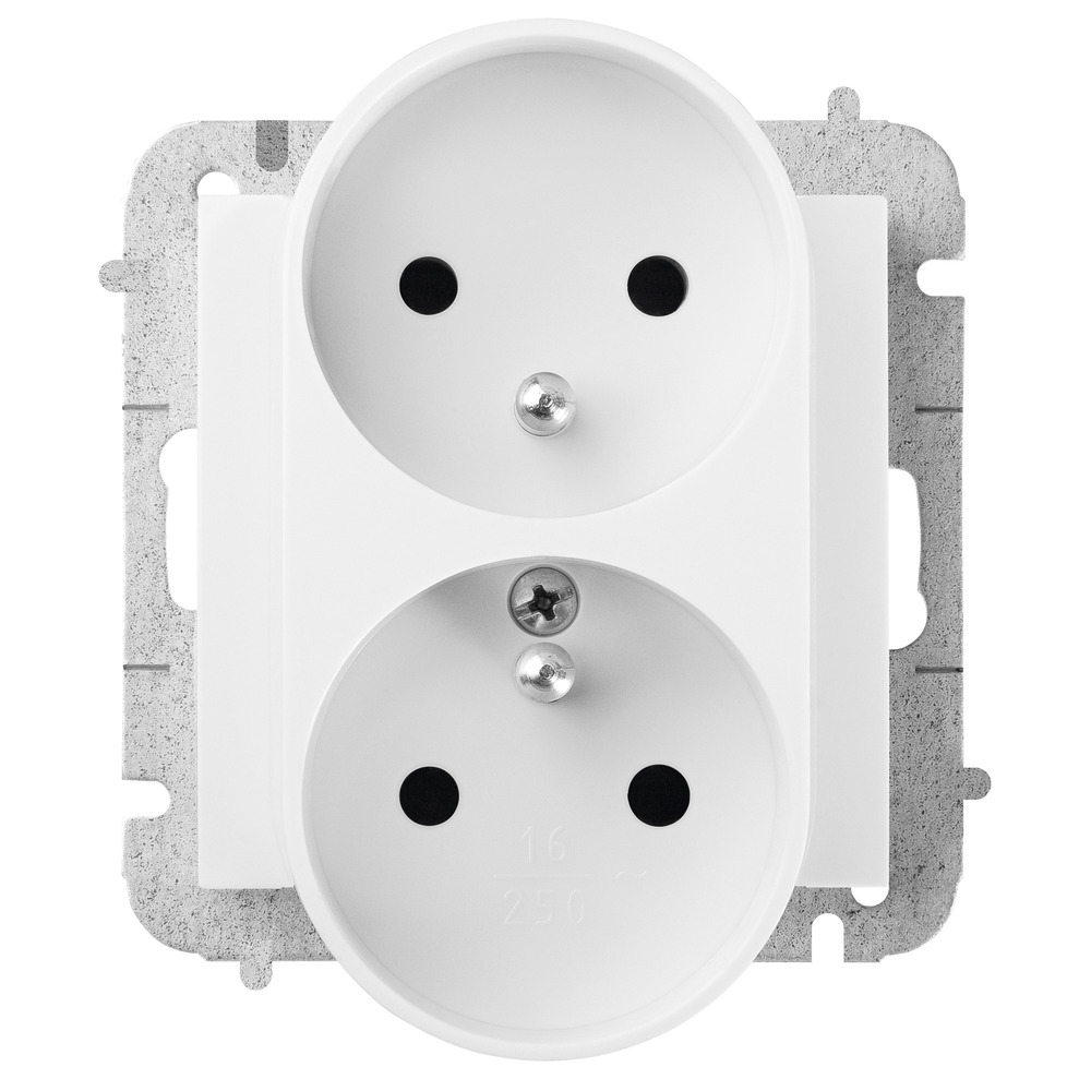 Prise de courant Elektro-Plast Nasielsk 2x2P+T modulaire encastrée blanche 4143-10