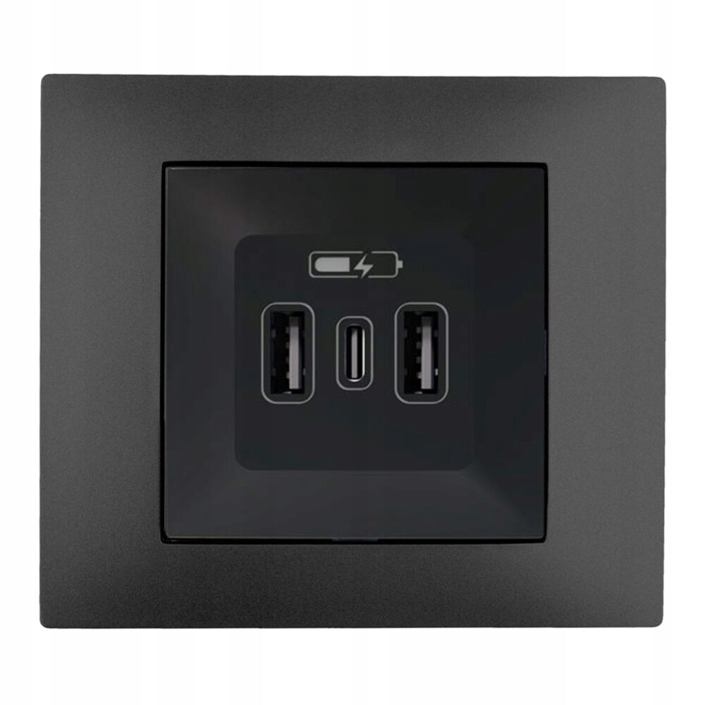 VESTRA CHARGEUR USB 2xA+C NOIR 3808-19