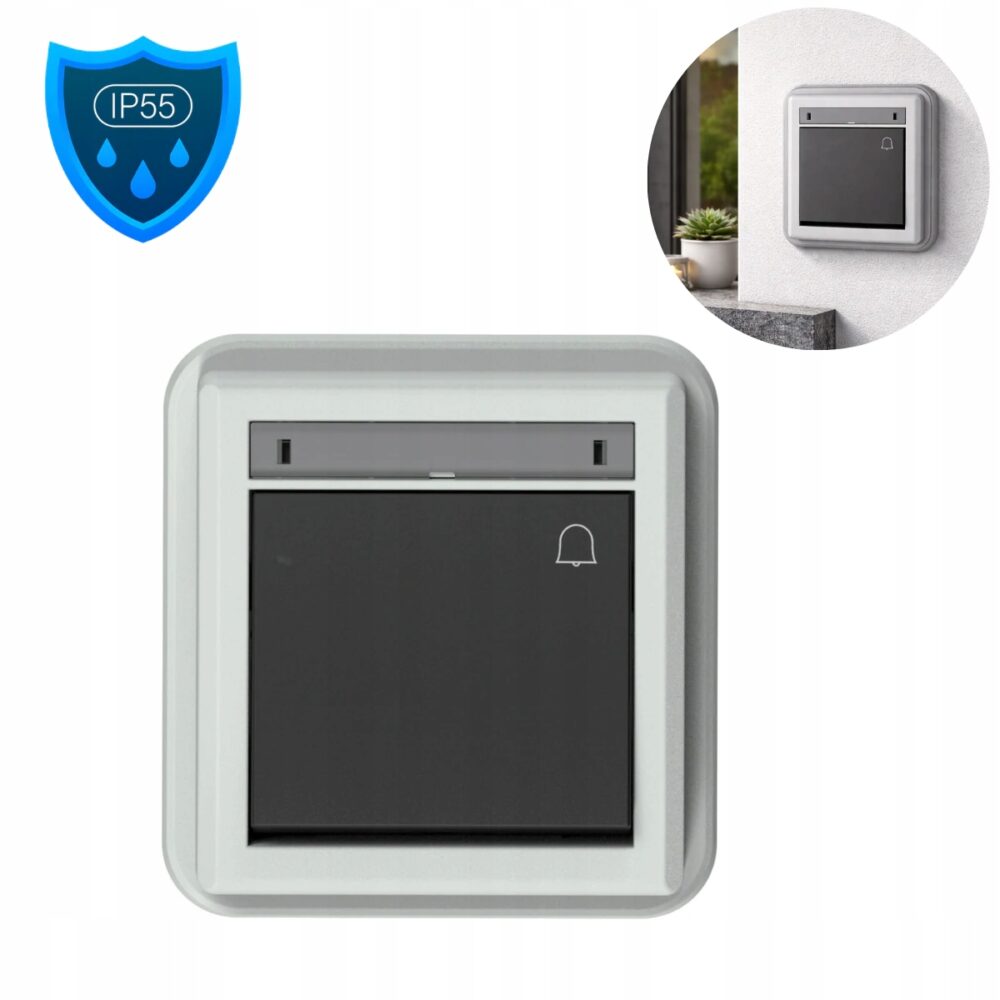 Bouton de sonnette étanche encastré complet avec cadre AQUANT 5005-70