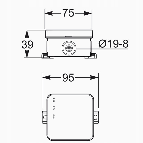 Boîte électrique de surface Elektro-Plast Nasielsk 75 x 75 x 39 mm 0296-00