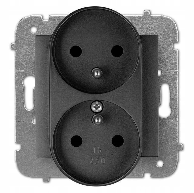 Prise Elektro-Plast Nasielsk 2 prises modulaires encastrées noire