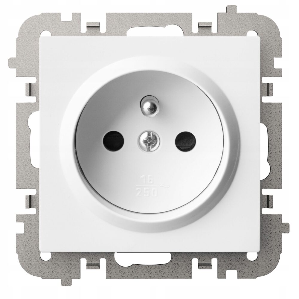 Prise électrique murale Elektro-Plast Nasielsk blanc 4133-10