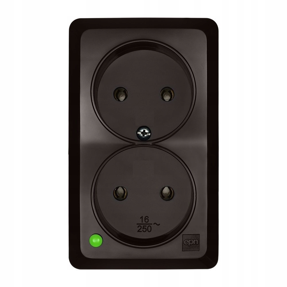 BERG Prise double n/t 2x2P 16A marron 3744-05