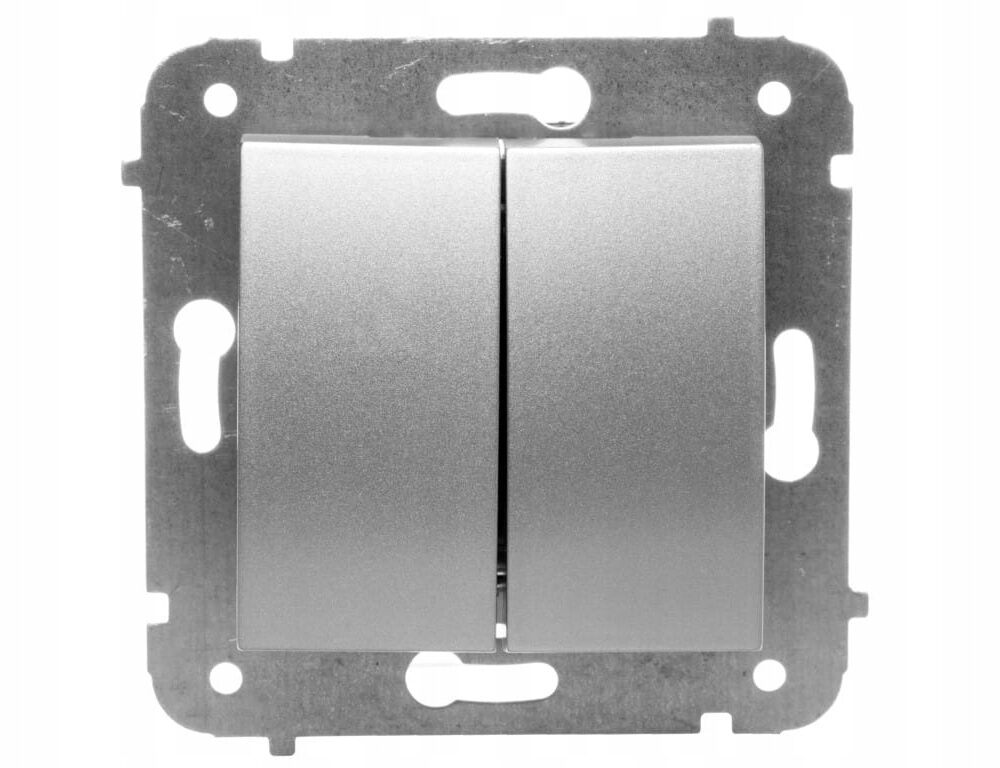 Interrupteur double Elektro-Plast Nasielsk argent encastré 1711-16