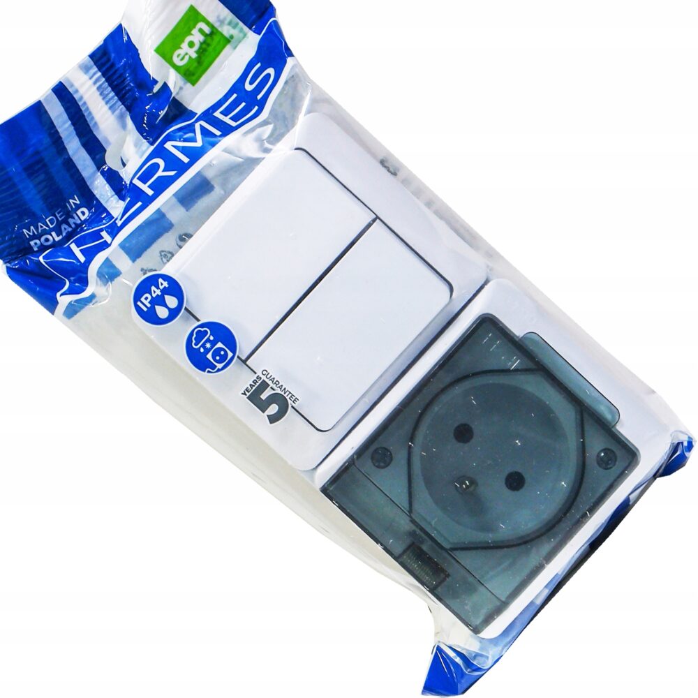 Prise électrique étanche Elektro-Plast Nasielsk blanche 0327-13