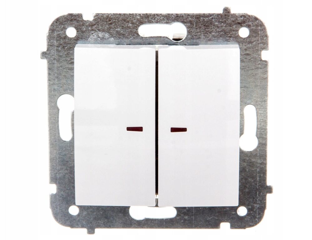 Interrupteur double Classique Elektro-Plast Nasielsk blanc 1724-10