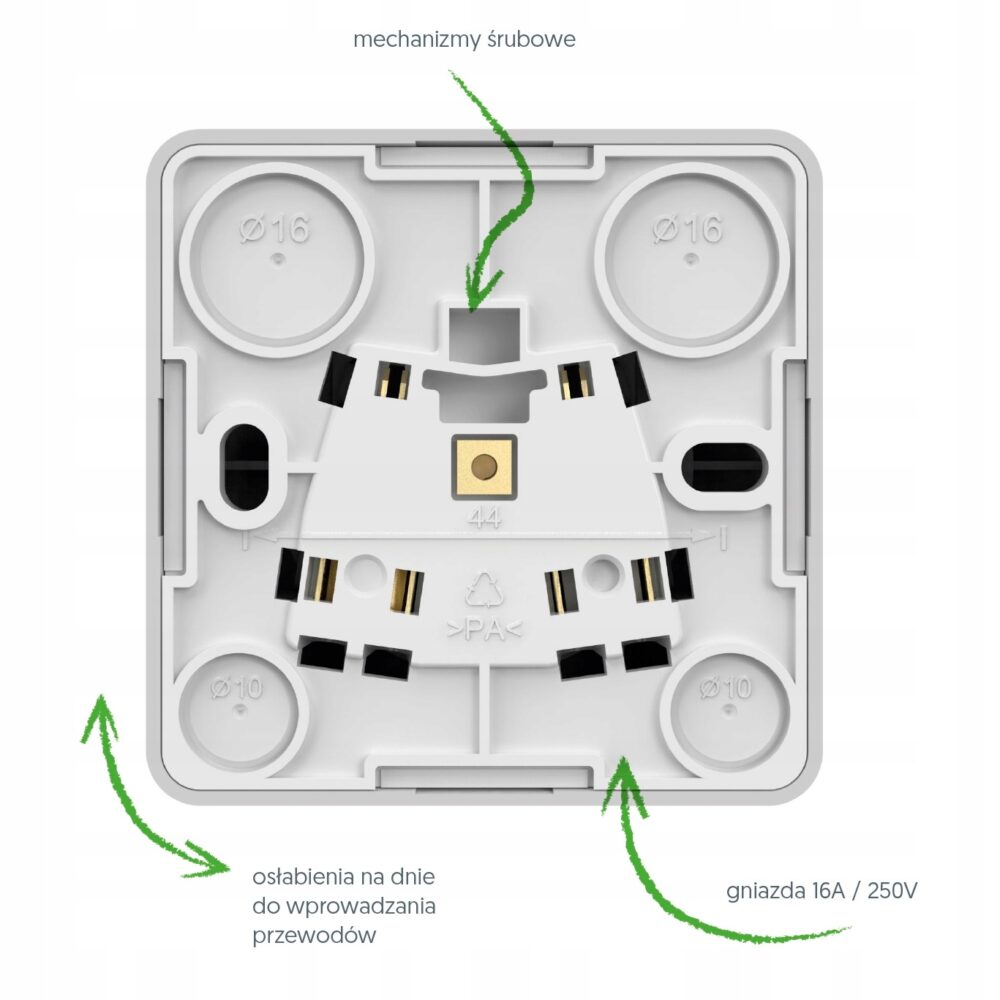 Prise simple BERG en saillie sans terre. 2P IP20 – couleur argent 3740-06