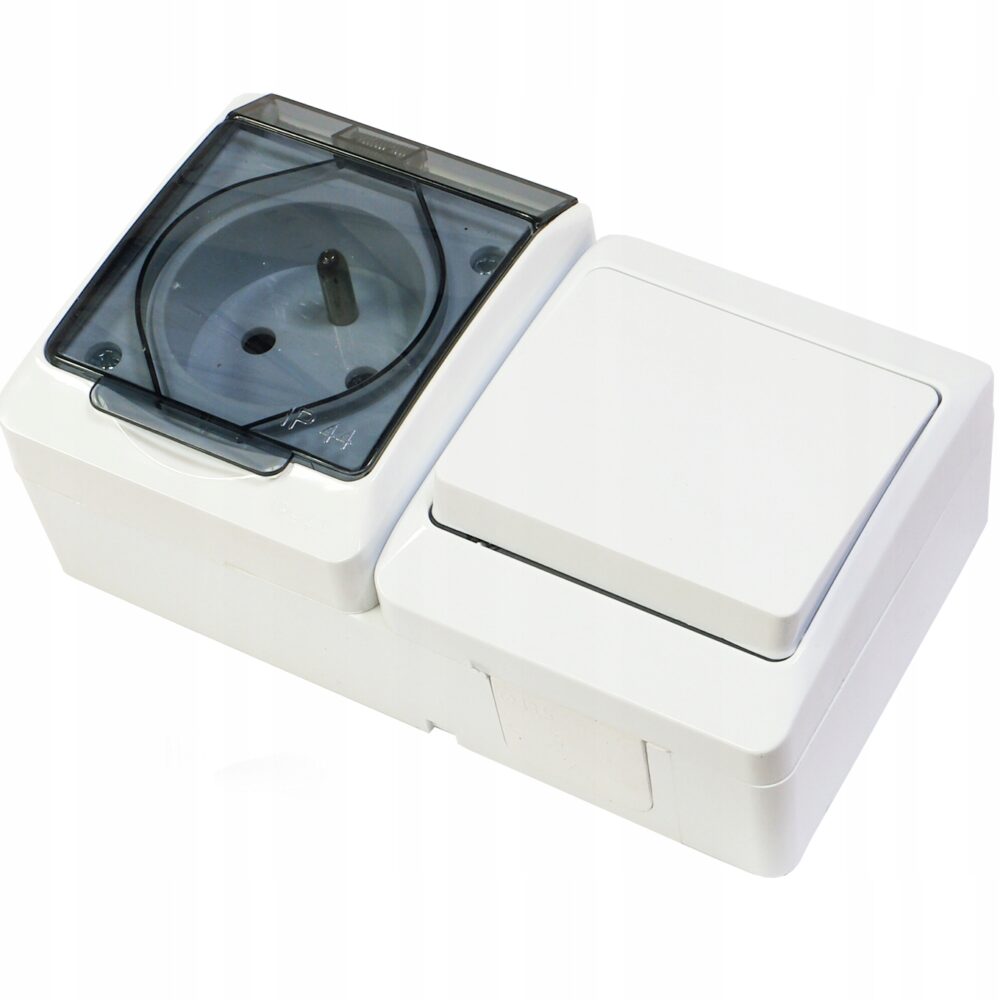 Hermes kit en saillie prise simple + commutateur d&rsquo;escalier blanc 0327-11