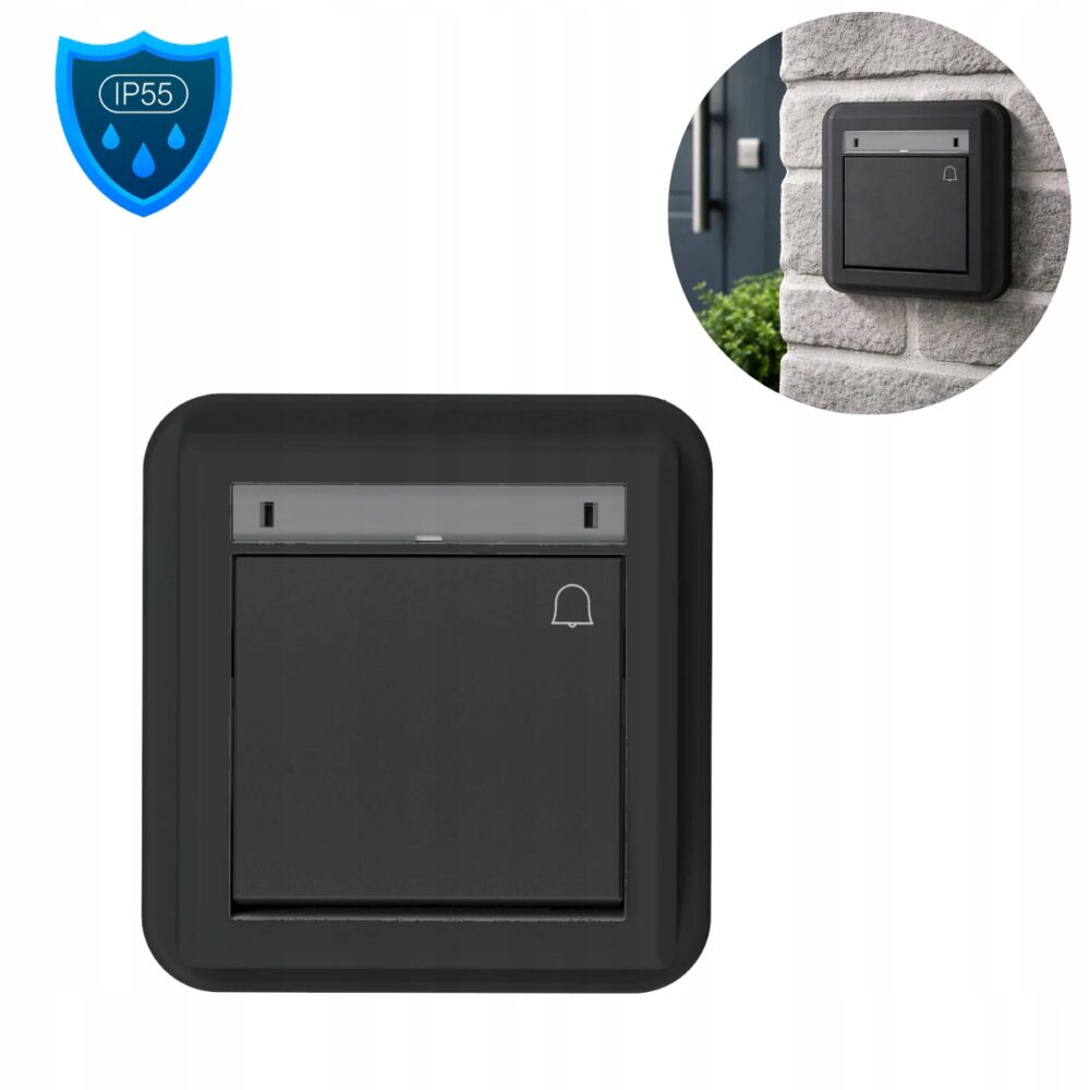 Bouton sonnette saillie encastré complet avec cadre AQUANT 5005-77