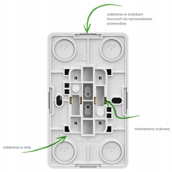 Prise murale double apparente avec/sans Berg noire 3743-09