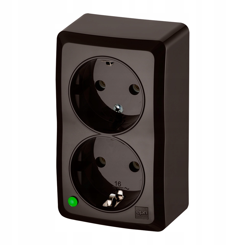 BERG Double prise Schuko n/t 2x2P+Z 16A marron 3738-05
