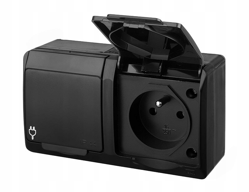 Hermes boîtier double en saillie avec/sans IP44 noir 0322-09