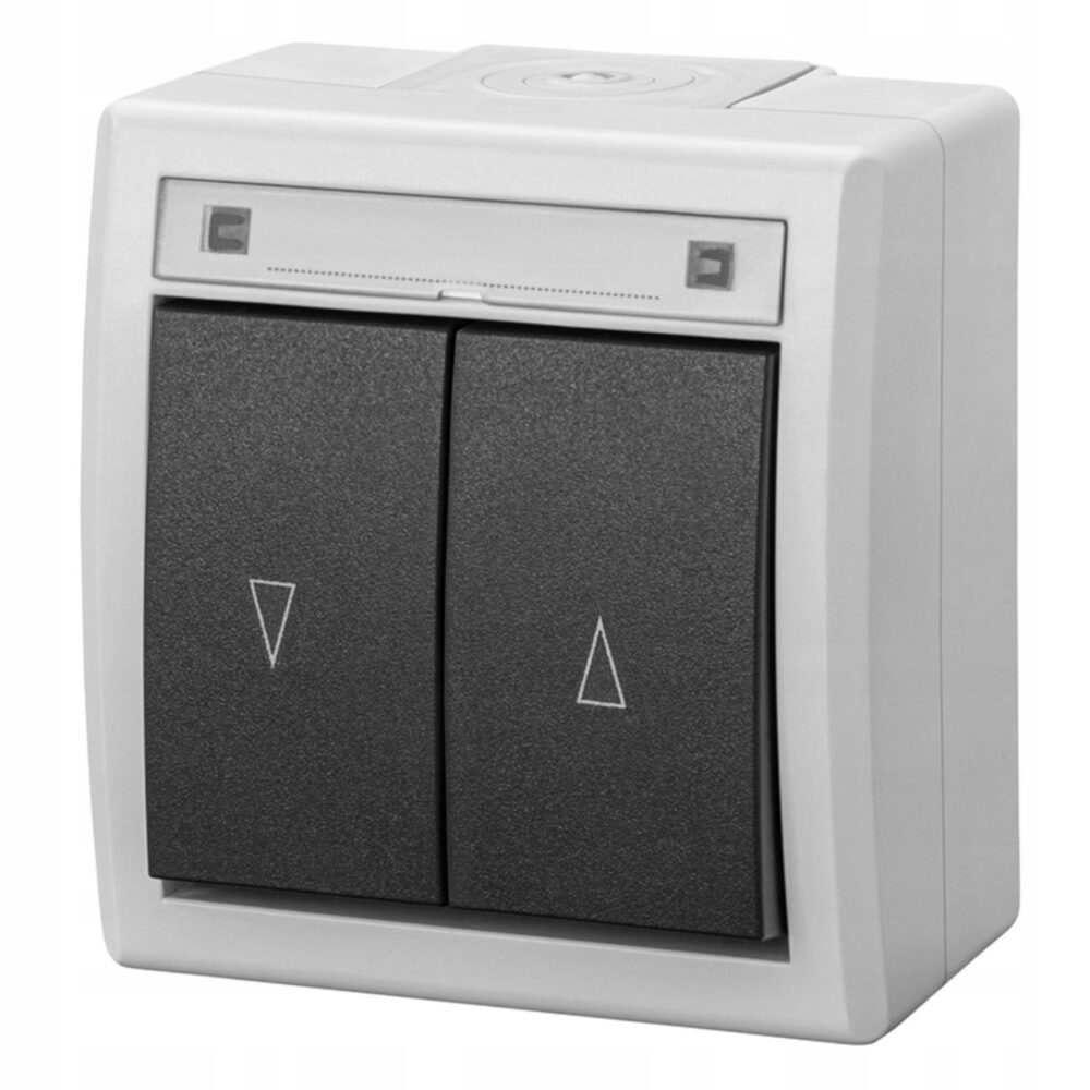 AQUANT 2K BOUTON BASCULANT VOLET HAUT-BAS S/T IP55 GRIS 5008-10